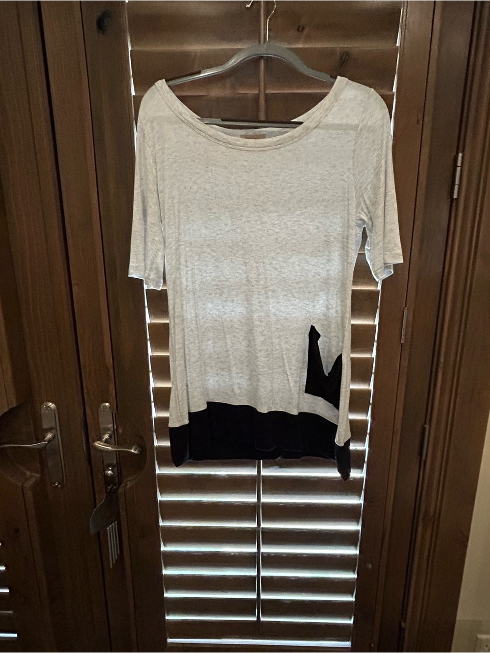 Bordeaux Light Gray Tunic with Black Hem Detail Anthropologie